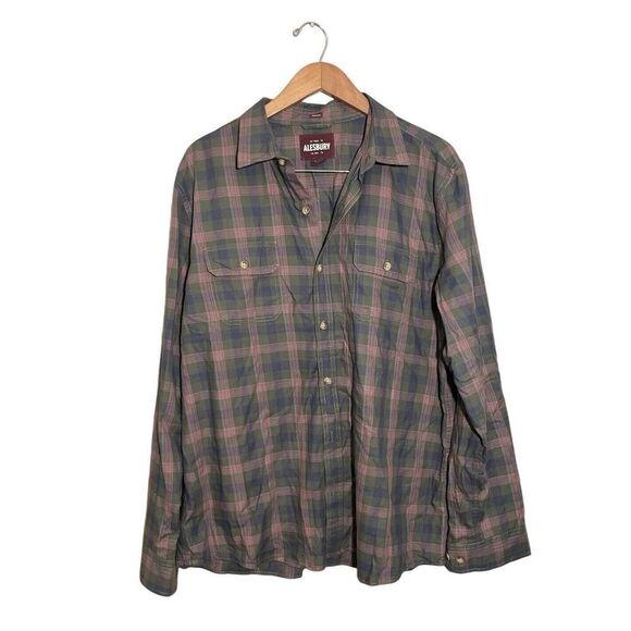 Alesbury Plaid Flannel Button Front Shirt‎ 100% Cotton Men’s Large Green - Picture 1 of 6
